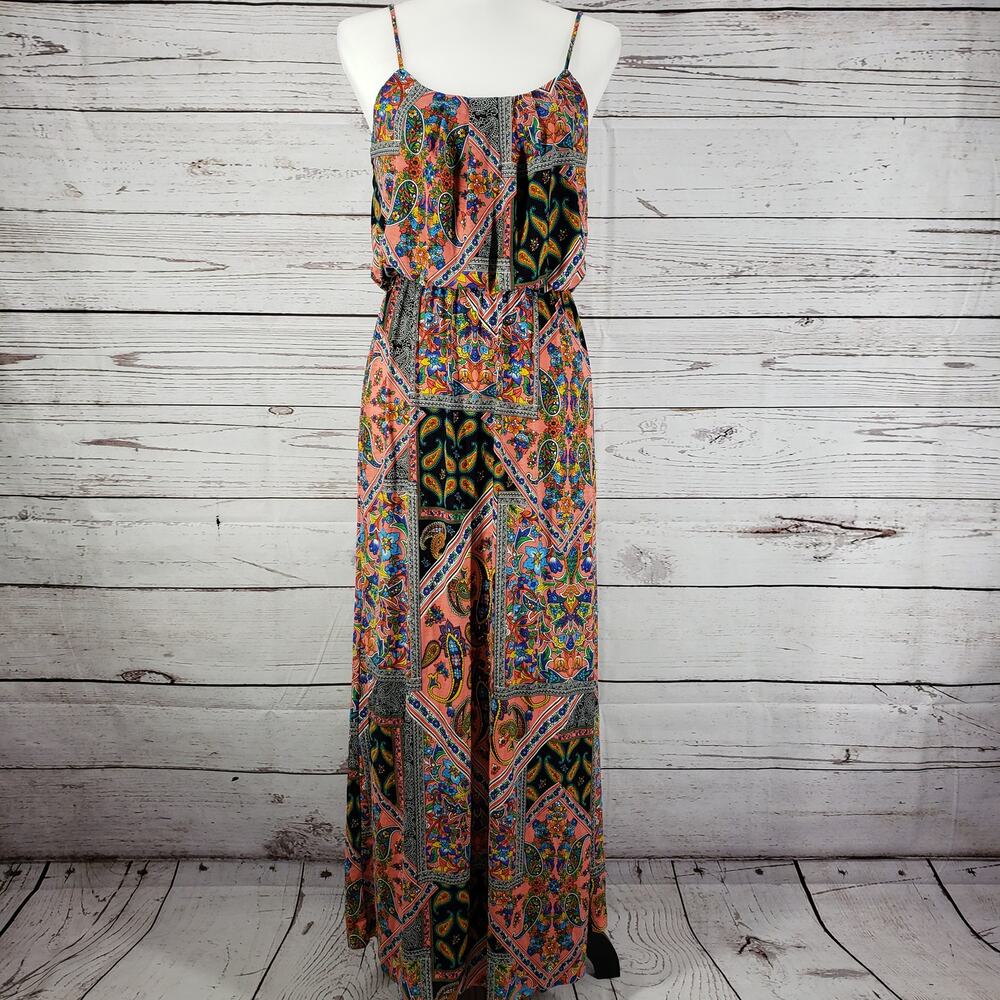 Delirious Los Angeles Paisley Sleeveless Maxi Dress Size Large